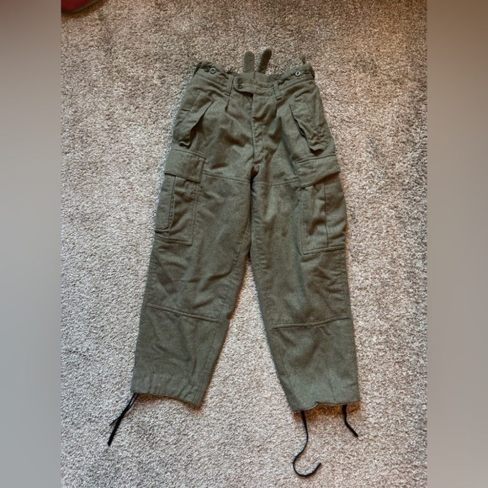 Vintage Huckelhoven Military Pants Mens 30x26 Wool Blend Cargo Field 60s Germany
